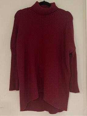 Women's Burgundy Turtleneck Knit Sweater
